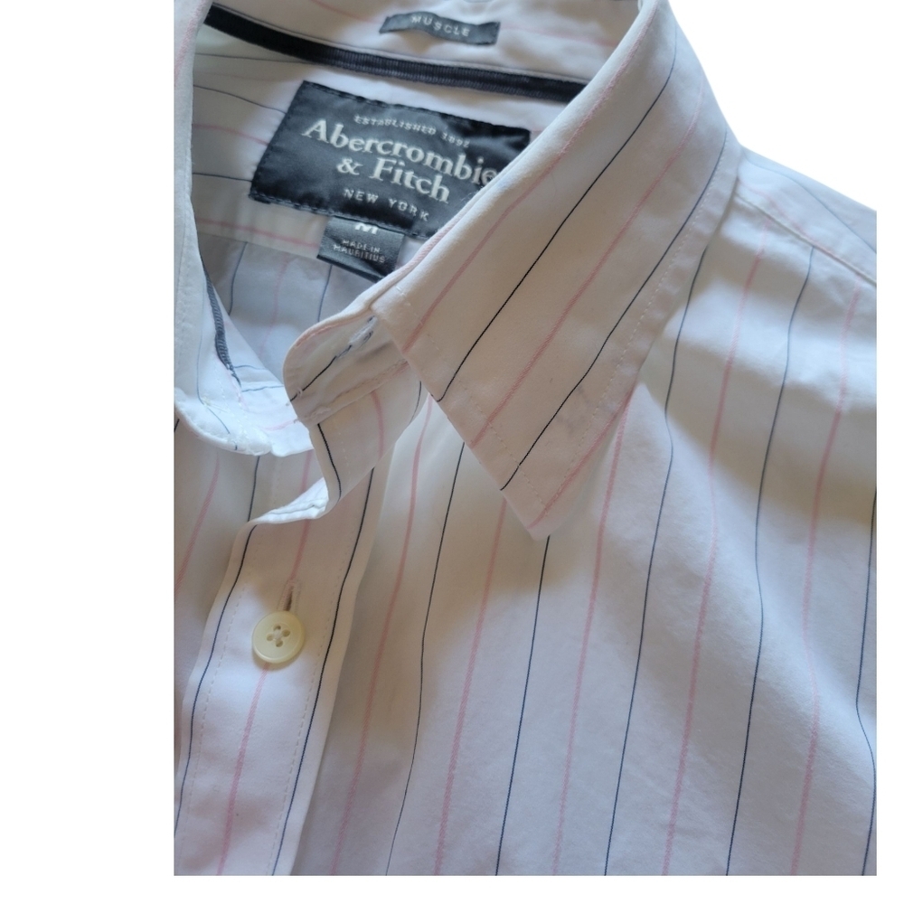 Abercrombie & Fitch Striped Men's Shirt Size M - Picture 6 of 7